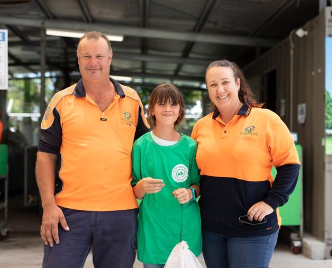 Jason and Jessica with Little Girl — Recycling and Earthmoving Services in Mackay, QLD